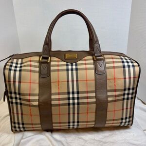 Burberry Horse Ferry Check Canvas Duffle Bag ~Includes COA~